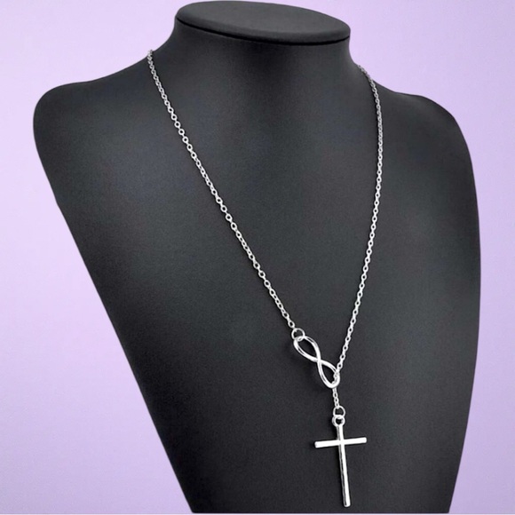 ✨HOST PICK✨Silver Cross & infinity dangle necklace 5 Stars! - Picture 4 of 11